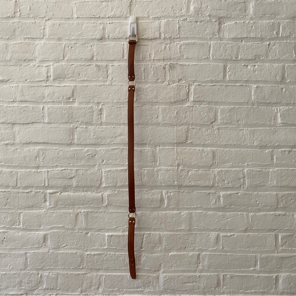 Salvatore Ferragamo || Tan Leather Belt Gold Bridle Horsebit Accents Equestrian - Picture 2 of 9